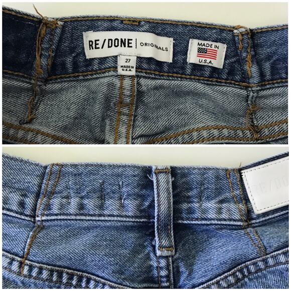 Re/Done Levi's High Rise Stove Pipe Medium Vain Upcycled Raw Hem Crop Jeans READ - Picture 10 of 14